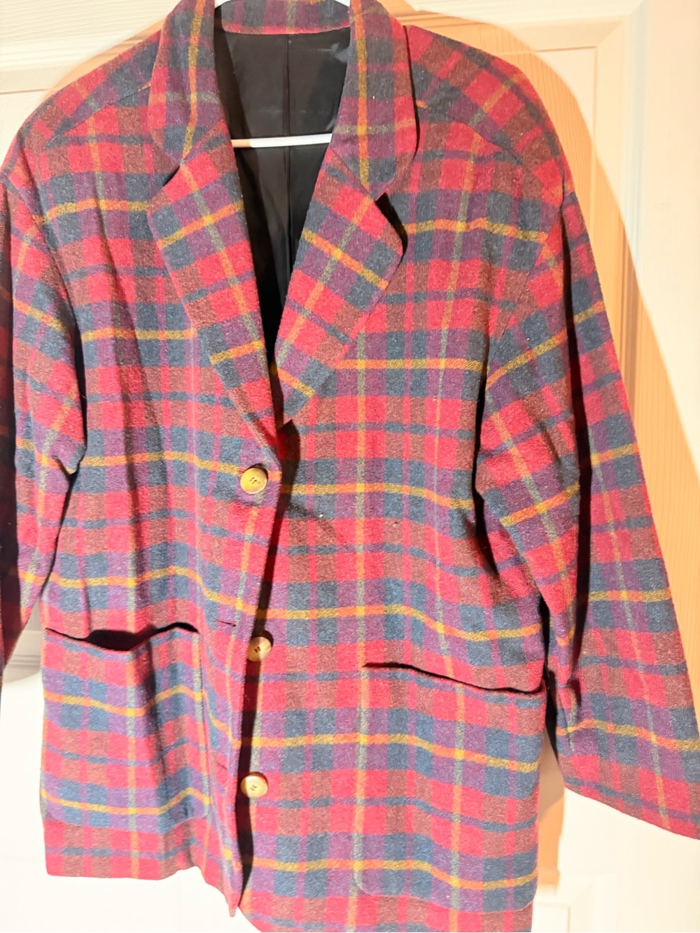 Women's Red Plaid Blazer Jacket
